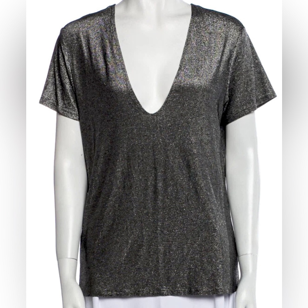 Reformation Shimmer V-Neck Shirt, NEW
